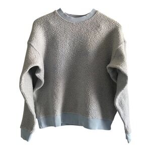 Outdoor Voices Wool Blend Pullover Sweater Women's Medium Blue Crew-neck Boucle